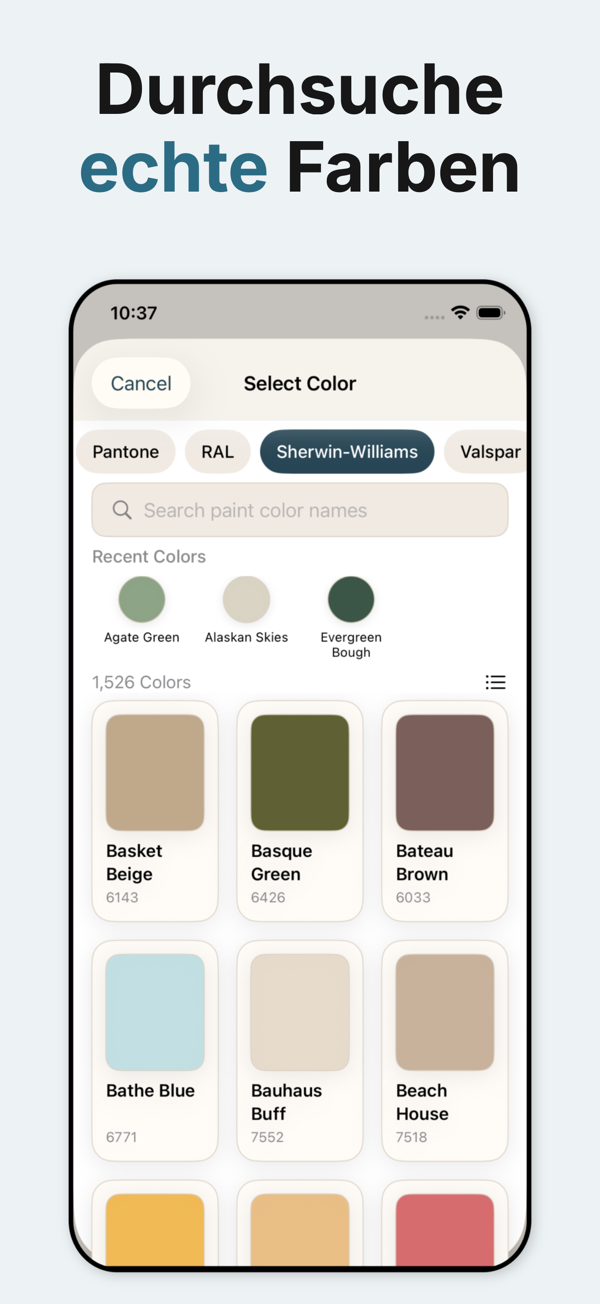 Paint Color Visualizer - Color selection